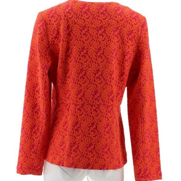 Isaac Mizrahi Floral Knit Jacquard Zip-Front Jacket  12745 - Picture 3 of 4